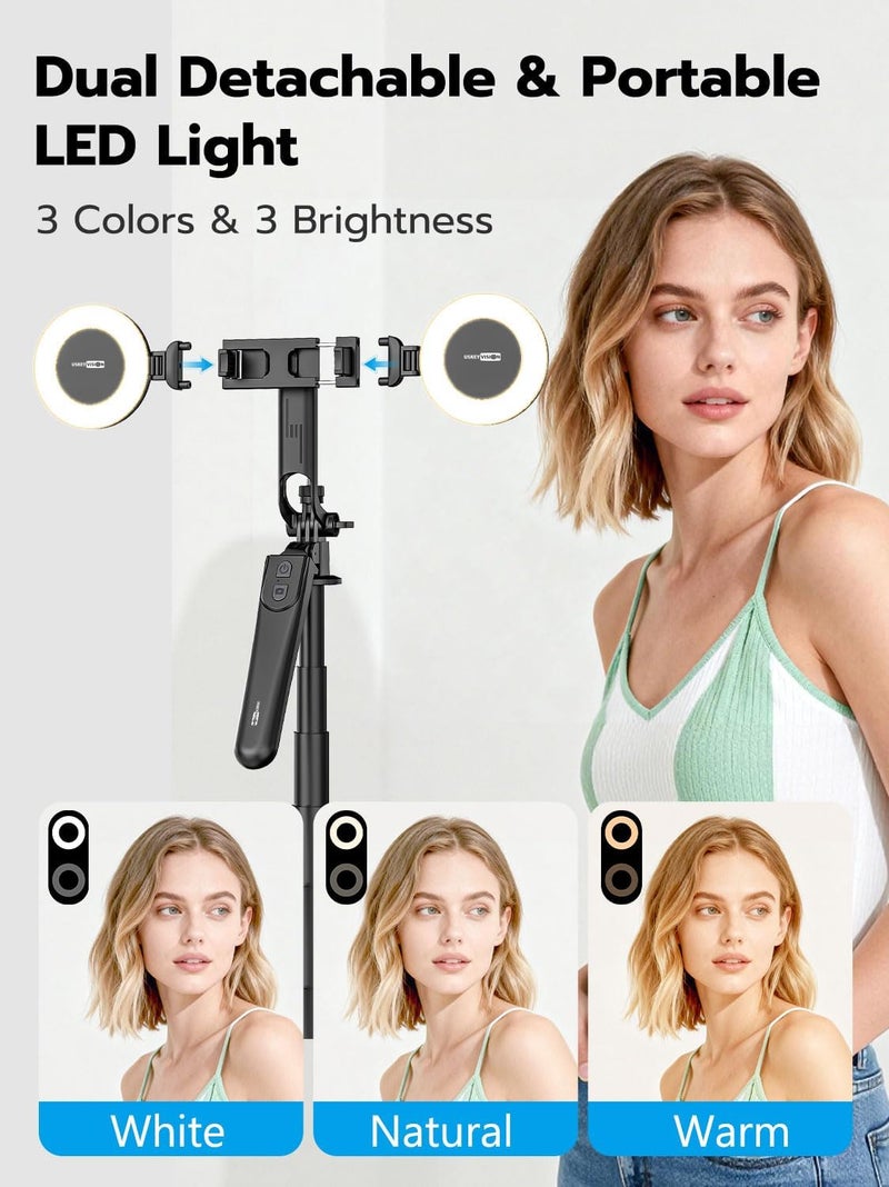 USKEYVISION 70" Multifunctional Phone Tripod for iPhone with Light, Extendable Selfie Stick with Remote for iPhone & Android 360° Rotation Phone Tripod Stand for Video Recording/Photography(UT-02) - Image 4